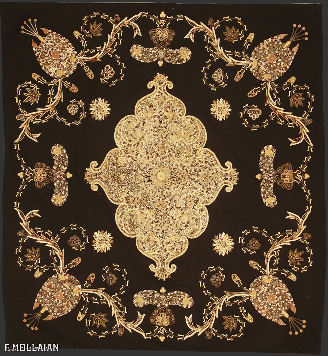 Antique Persian Rashti-Duzi Textile (144x134 cm)
